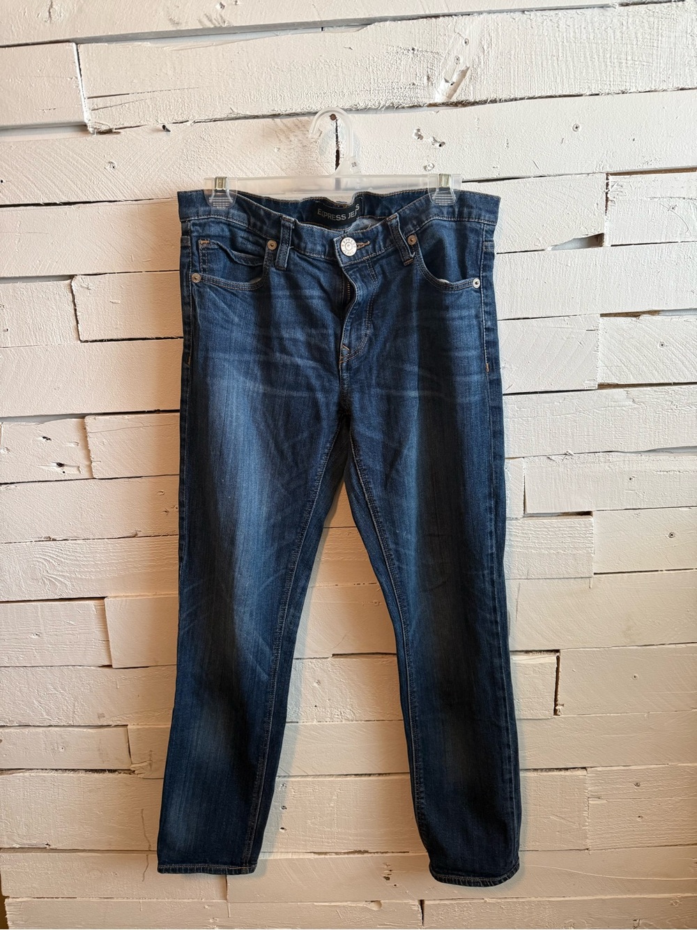 Express Women's Straight Leg Jeans - Dark Blue Denim Girlfriend